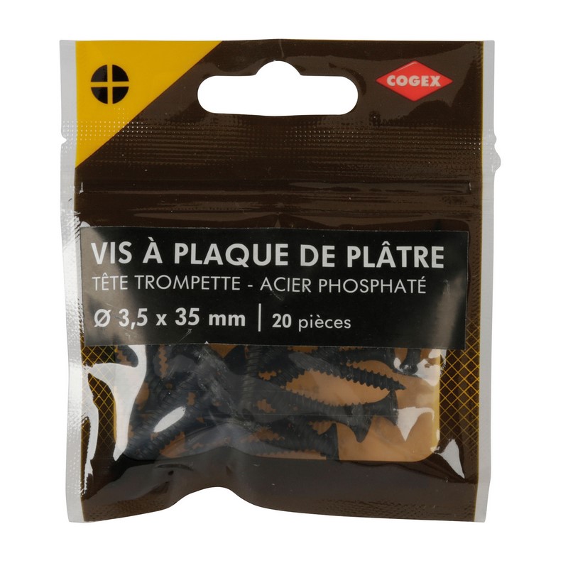 VIS PLACO ACIER PHOSPHATE 3,5X35MM 20 PCS