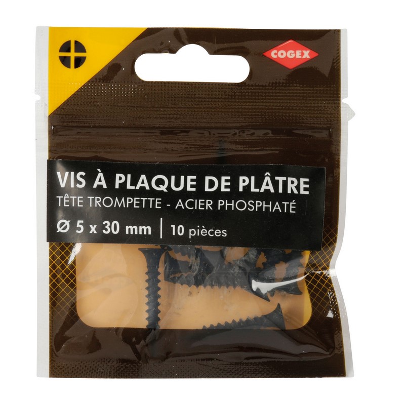 VIS PLACO ACIER PHOSPHATE 5X30MM 10 PCS