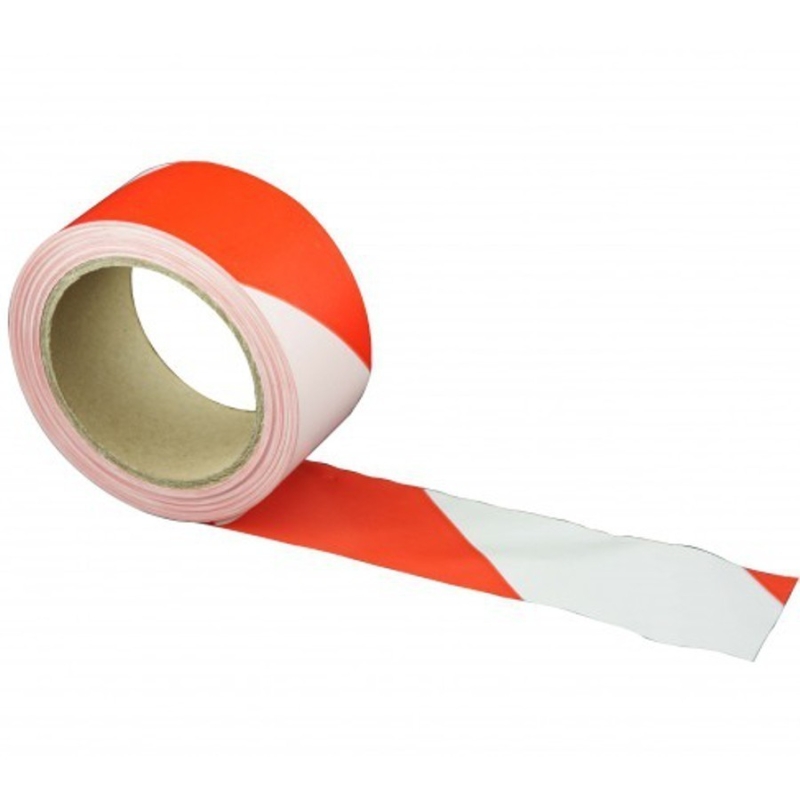 RUBAN SIGNALISATION ROUGE BLANC 50MX50 MM