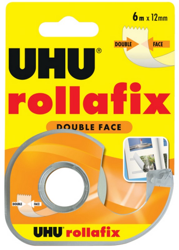 RUBAN ADHESIF DOUBLE FACE 12MM X 6M ROLLAFIX
