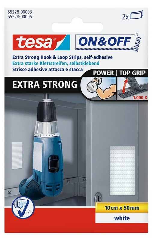 TESA ON&OFF BANDELETTES EXTRA FORTE 0.1X50MM NOIR PAR 2