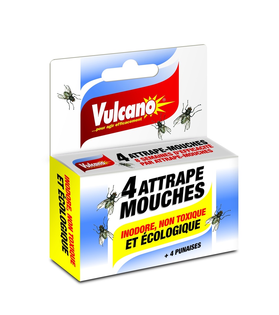 VULCANO RUBAN ATTRAPE MOUCHE X4