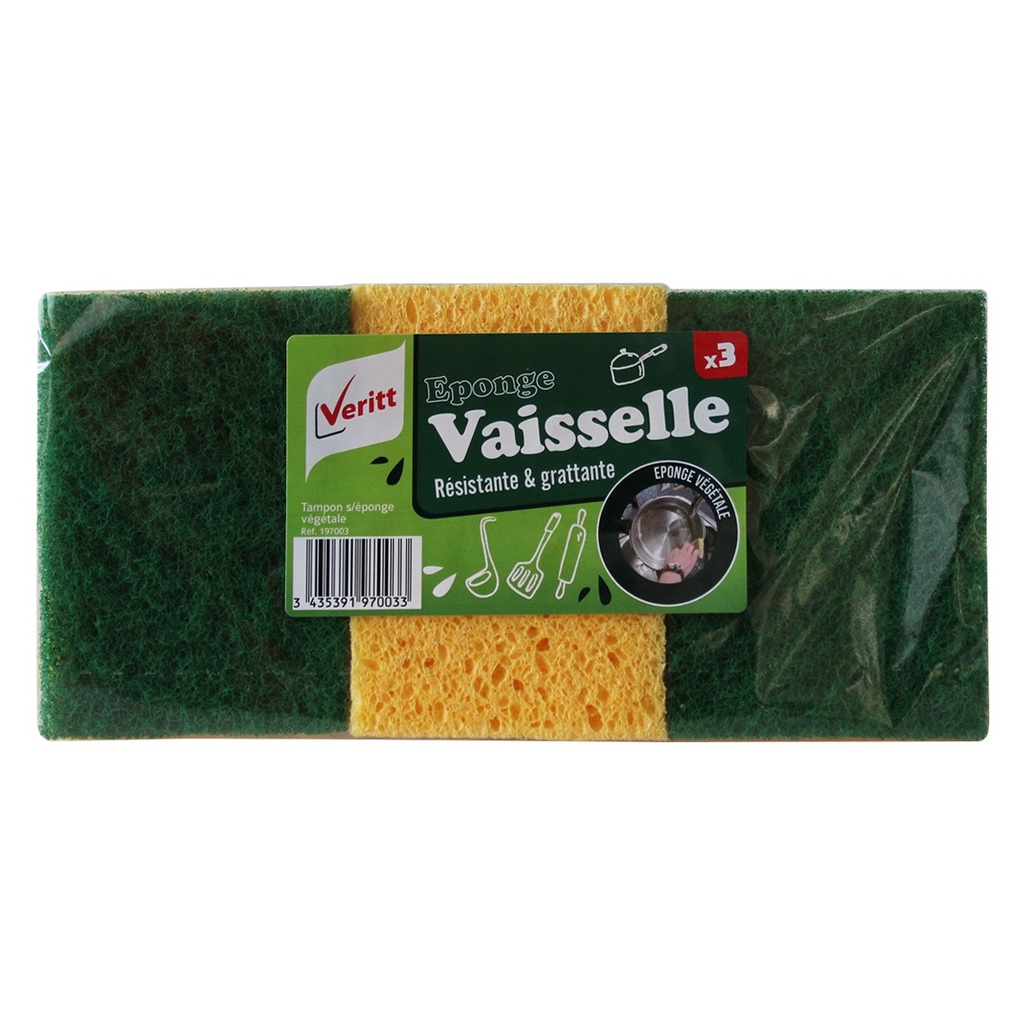 TAMPON SUR EPONGE VEGETALE X3 - VERITT