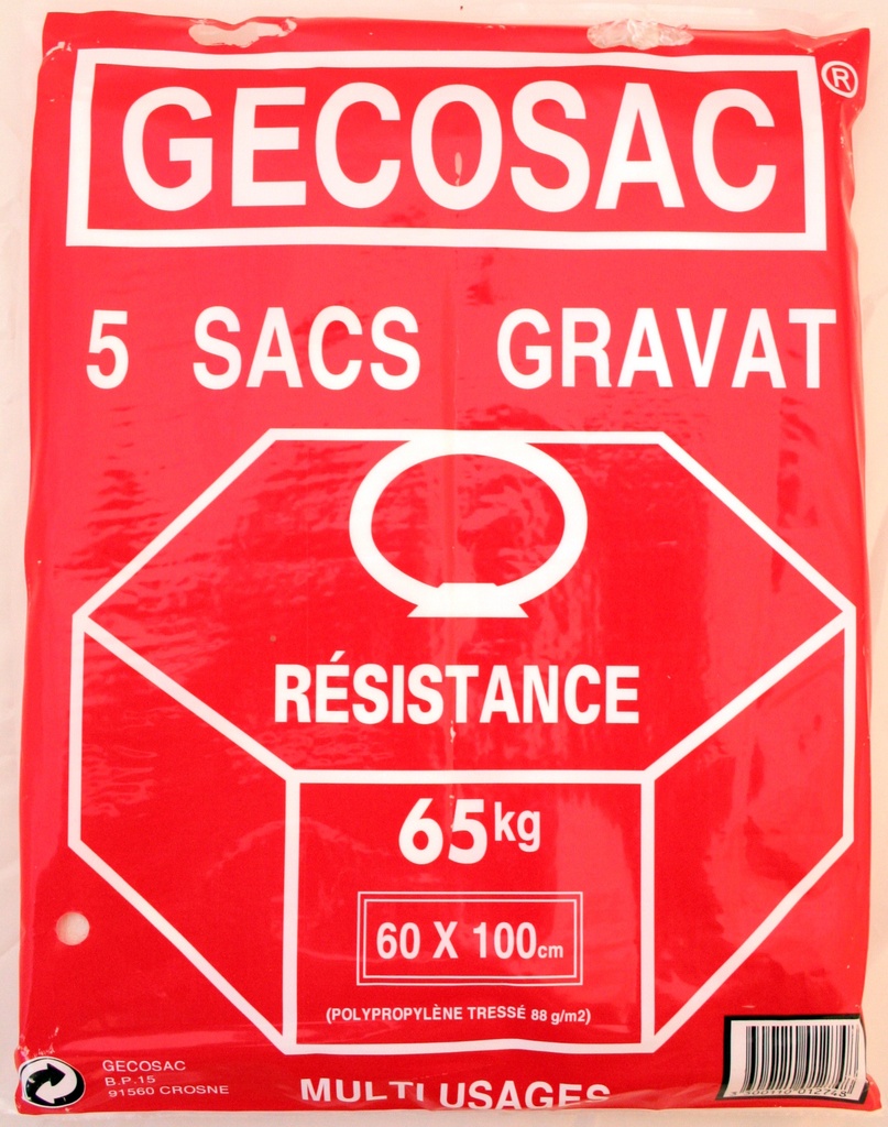 POCHETTE DE 5 SACS A GRAVATS 65 KG TISSE