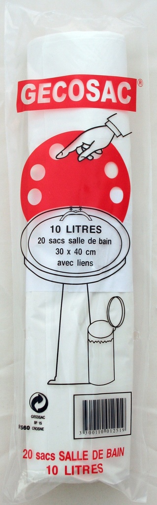 POCHETTE SACS POUBELLE SDB 10L BLANC X20 A LIEN