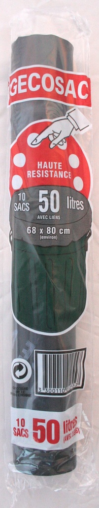 POCHETTE SACS POUBELLE NOIR 50L 40µ X10 A LIEN