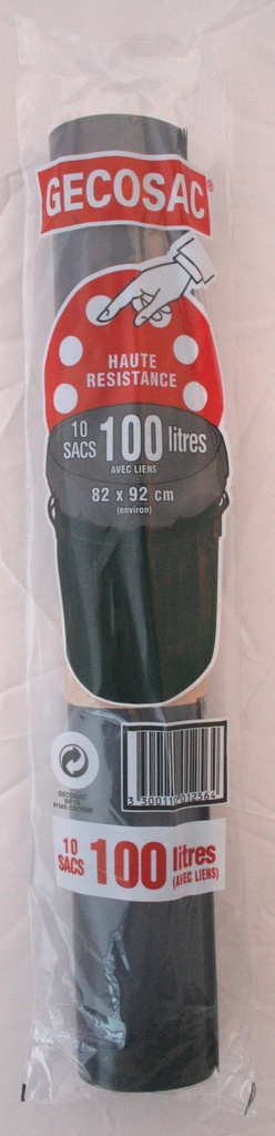 POCHETTE SACS POUBELLE NOIR 100L 50µ X10 A LIEN