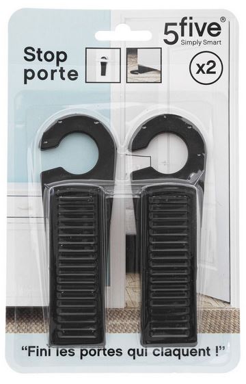 CALE PORTE X2 PLASTIQUE - NOIR - L.4.2 X P. 12.5 X H 2.8 cm