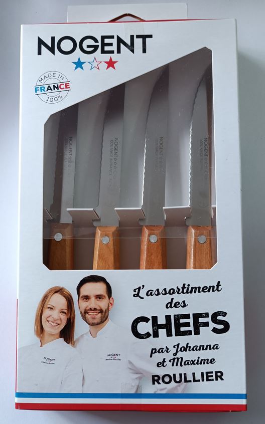 COFFRET TABLE STEAK MANCHE CERISIER (4 couteaux STEAK - 11 cm)