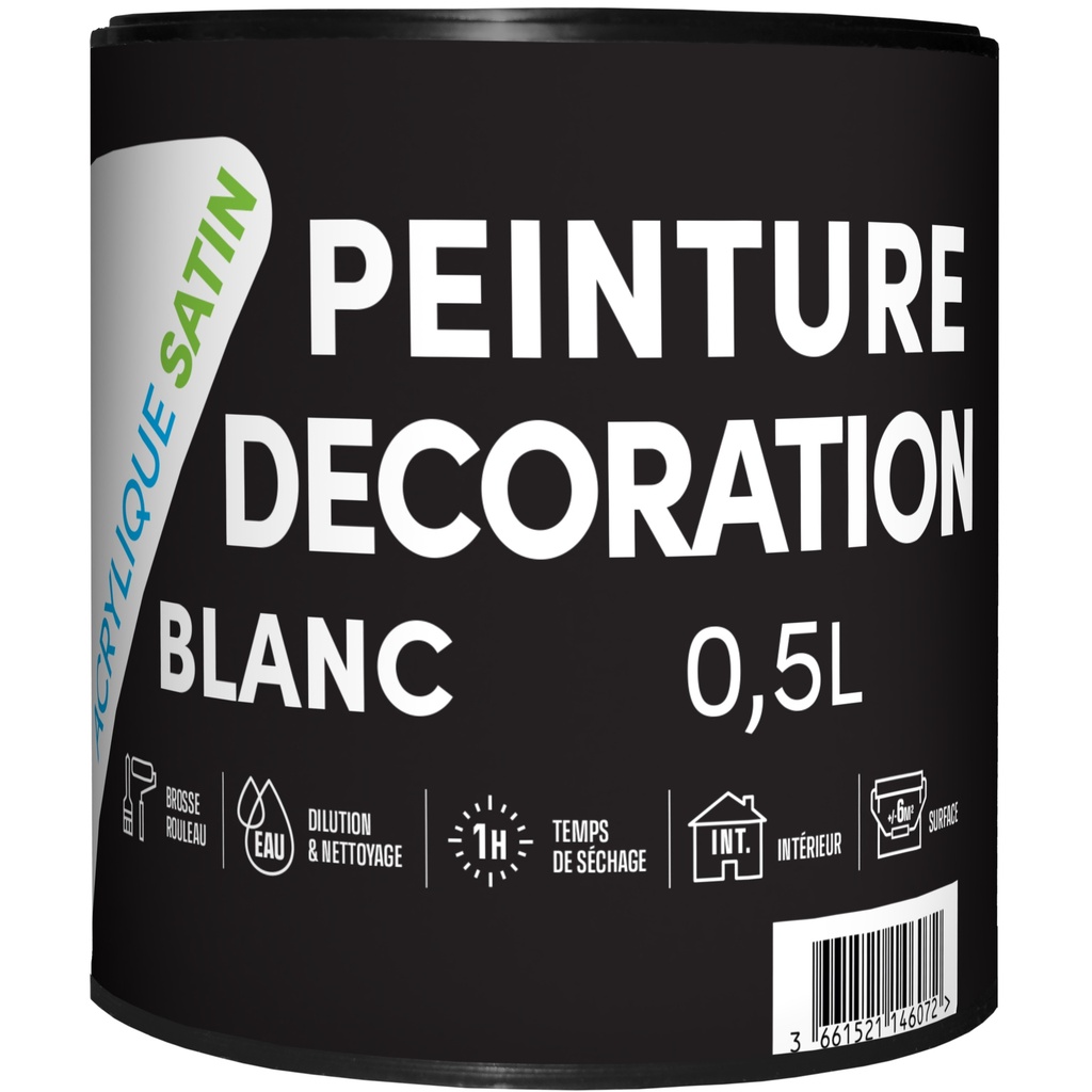 TDP PEINTURE ACRYLIQUE SATIN BLANC - 0.5L