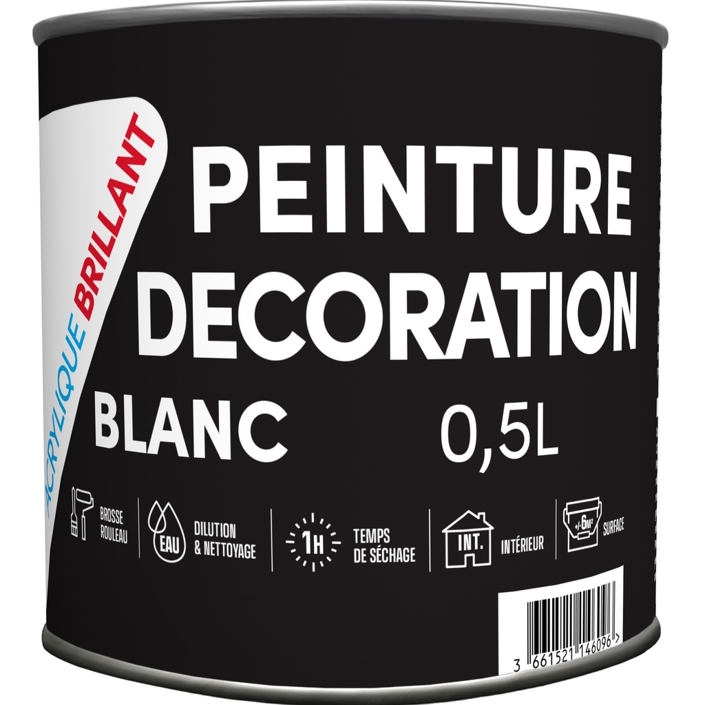 TDP PEINTURE ACRYLIQUE BRILLANT BLANC - 0.5L