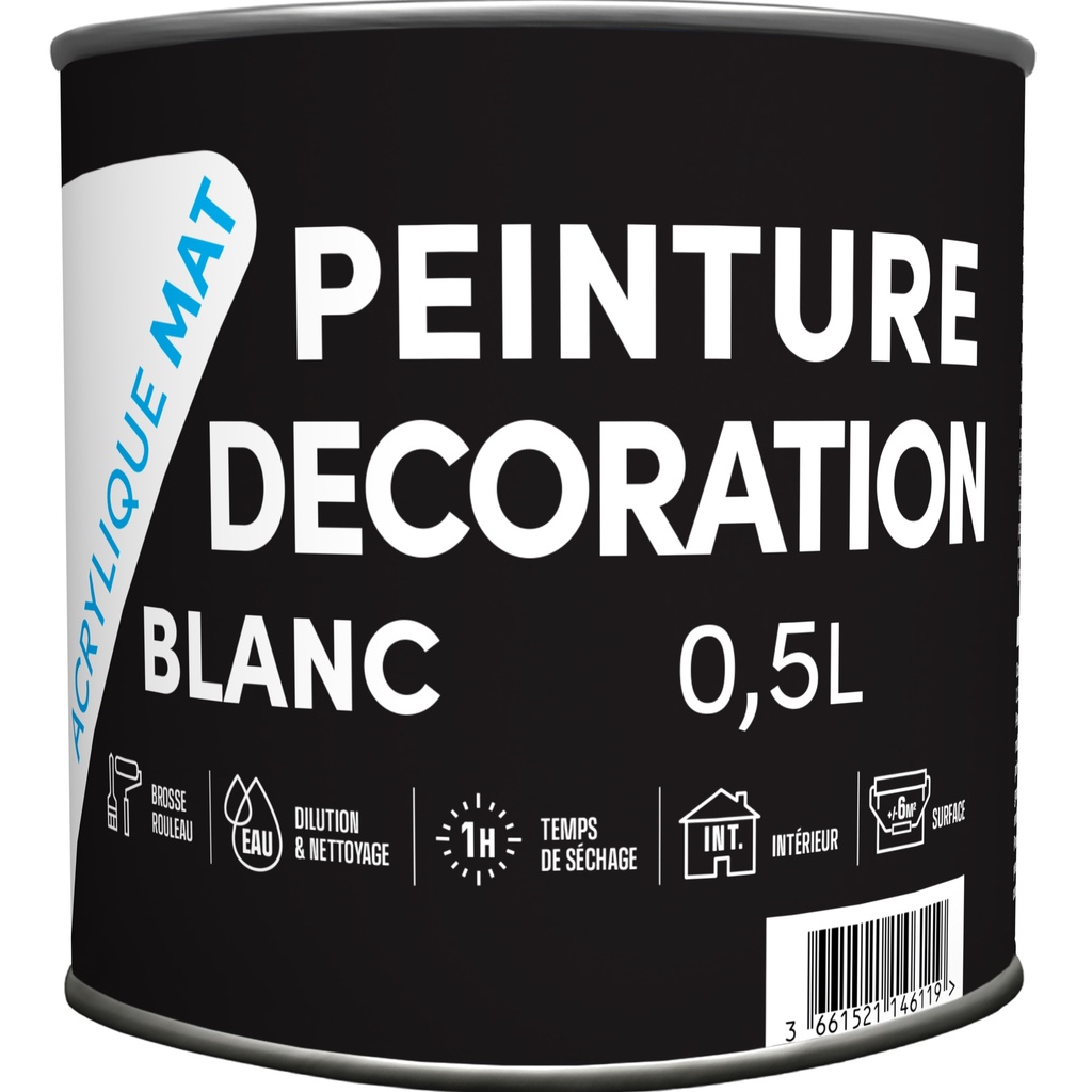 TDP PEINTURE ACRYLIQUE MAT BLANC- 0.5L