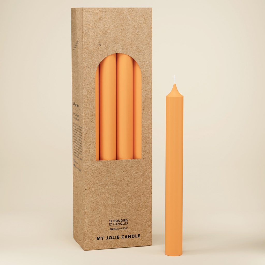 BOUGIE DROITE Ø 22 - 20CM ORANGE 7H BTE 12