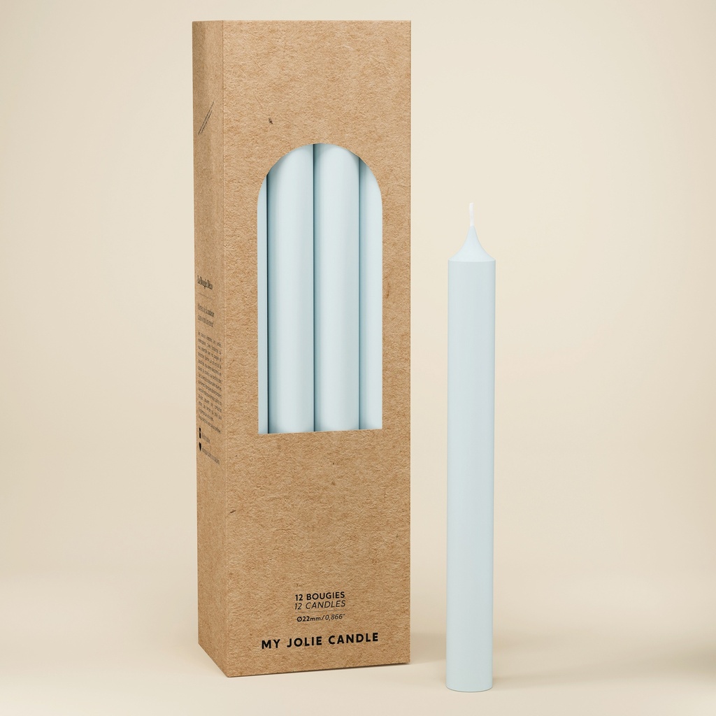 BOUGIE DROITE Ø 22 - 20CM BLEU CLAIR 7H BTE 12