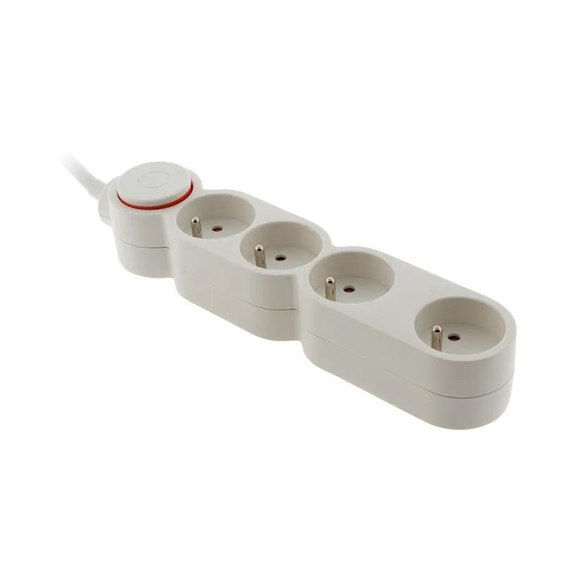 BLOC 4 PRISES 16A + INTER BLANC + CABLE 3M