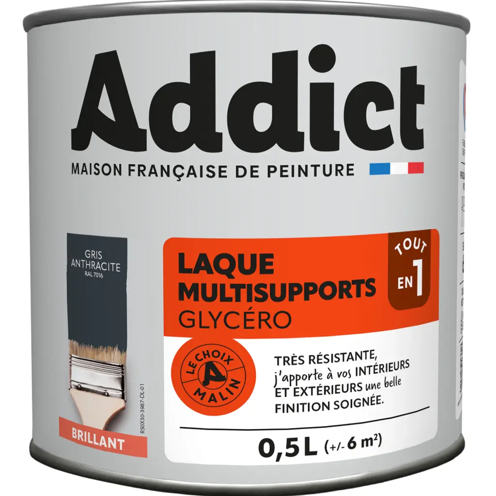 LAQUE BRILLANTE 0,5 L GRIS ANTHRACITE ADDICT