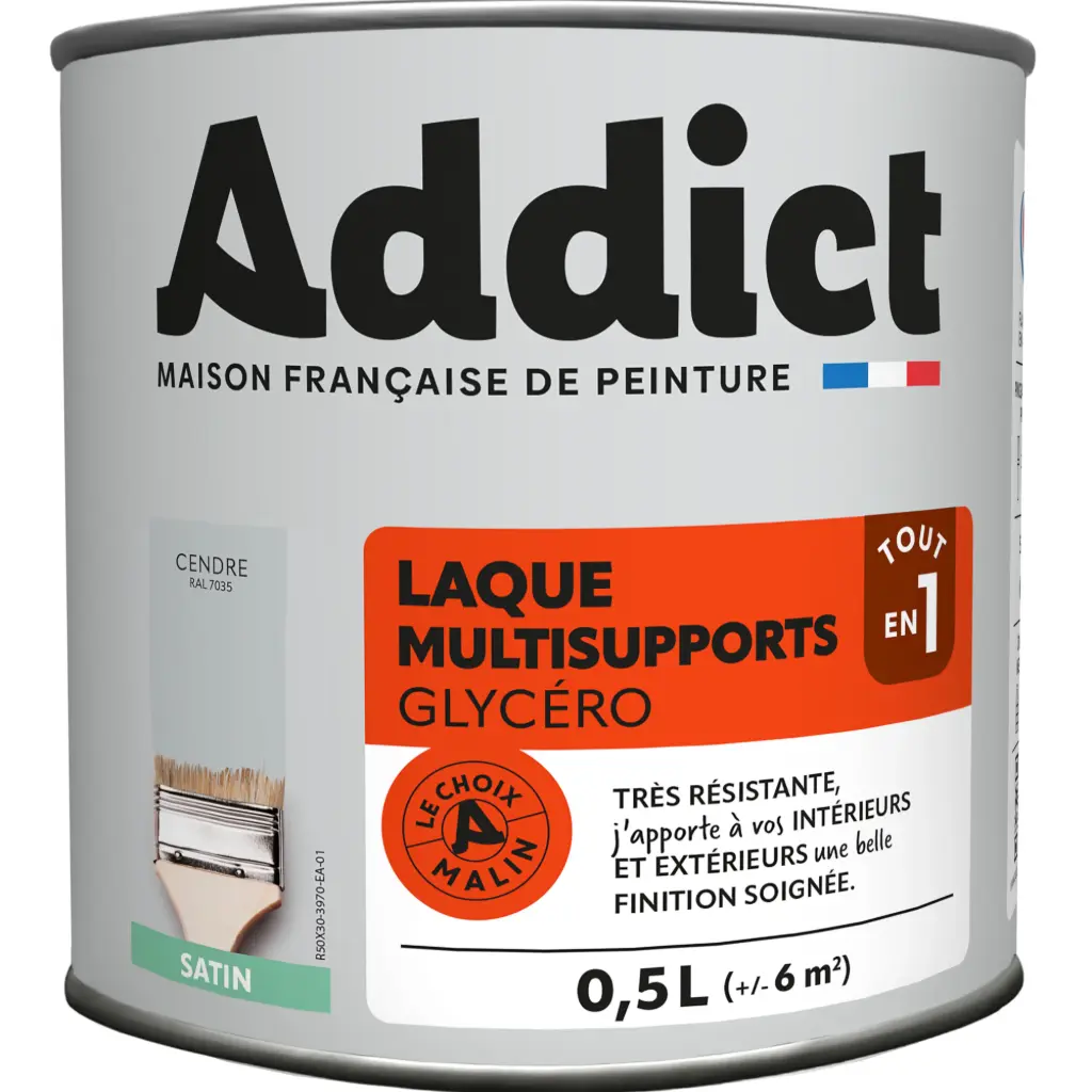 LAQUE SATINEE 0,5 L CENDRE RAL 7035 ADDICT