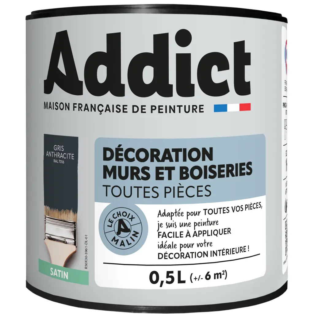 ADDICT DECORATION M&BOIS SATIN 0,5 L GRIS ANTHRACITE