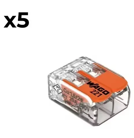 SACHET DE 5 BORNES 2 ENTREES WAGO