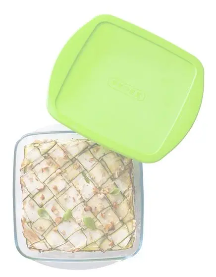 PLAT CARRE 20X17X6 CM 1L AVEC COUVERCLE PYREX