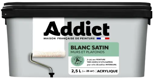 [3020038] ACRYLIQUE SATIN MURS ET PLAFONDS 2.5 L BLANC ADDICT