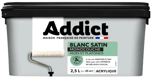 [3020038] ACRYLIQUE SATINE MONOCOUCHE 2,5 L BLANC ADDICT