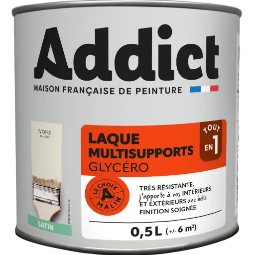 [3020081] LAQUE SATINEE 0,5 L IVOIRE RAL 9001 ADDICT