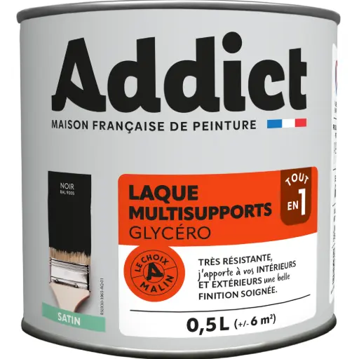 [3020089] LAQUE SATINEE 0,5 L NOIR RAL 9005 ADDICT