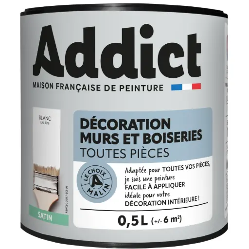 [3020119] ADDICT DECORATION M&BOIS SATIN 0,5 L BLANC 