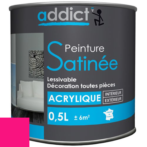 [3020123] ACRYLIQUE SATINEE 0,5 L FRAMBOISE ADDICT