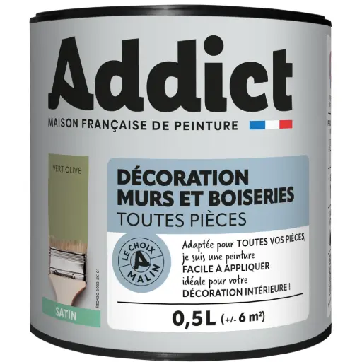 [3020136] ADDICT DECORATION M&BOIS SATIN 0,5 L VERT OLIVE