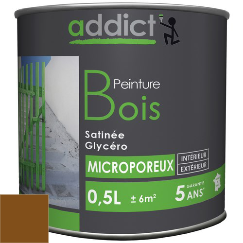[3020179] PEINTURE BOIS SATINEE 0,5 L BRUN ADDICT