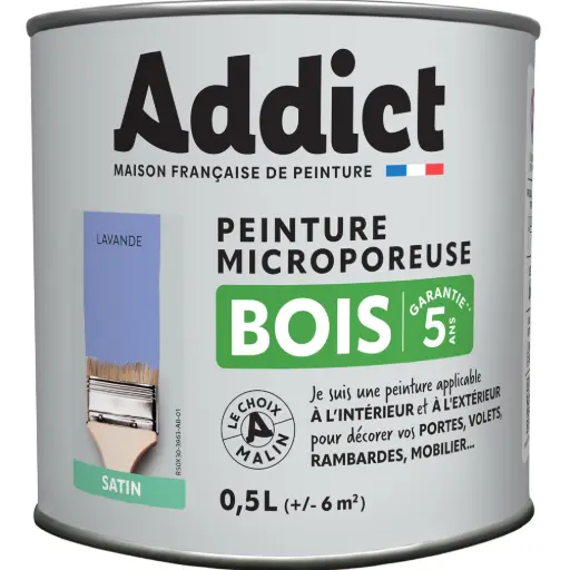 [3020180] PEINTURE BOIS SATINEE 0,5 L BLEU LAVANDE ADDICT