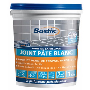 [3032015] BOSTIK JOINT CARRELAGE EN PATE BLANC 1 A 6 MM 1,5 KG