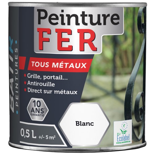 [3020400] PEINTURE FER BRILLANTE 0,5 L BLANC ECOLABEL