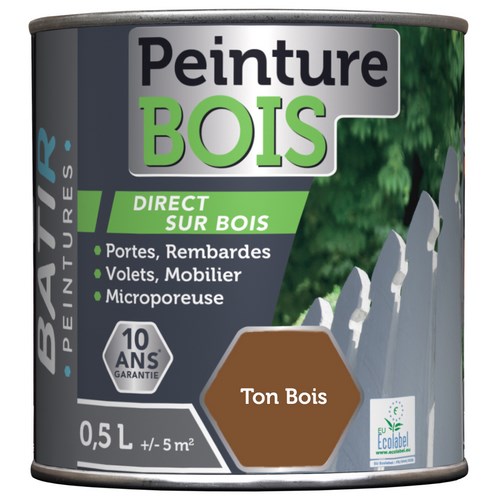 [3020382] PEINTURE BOIS SATINEE 0,5 L TON BOIS ECOLABEL