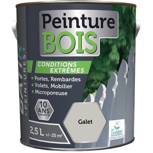 [3020389] PEINTURE BOIS SATINEE 2,5 L GALET ECOLABEL