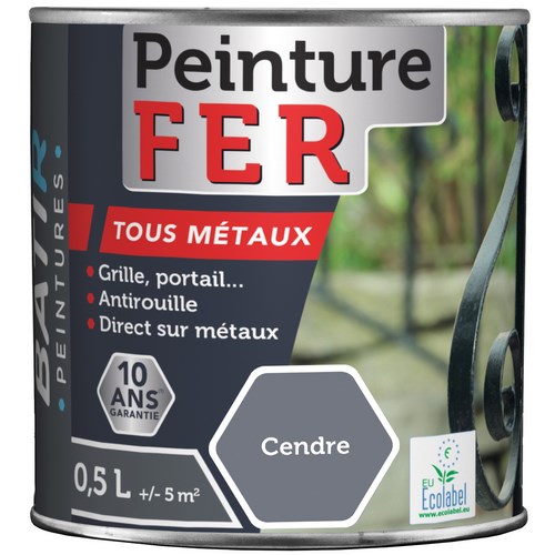 [3020402] PEINTURE FER BRILLANTE 0,5 L CENDRE ECOLABEL