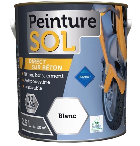 [3020435] PEINTURE SOL SATINEE 2,5 L BLANC BATIR