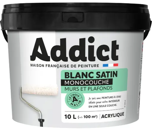 [3020039] ACRYLIQUE SATIN MONOCOUCHE 10 L BLANC ADDICT