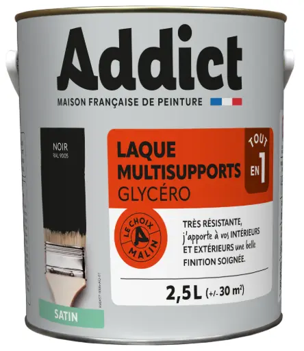 [3020106] LAQUE SATINEE 2,5 L NOIR RAL 9005 ADDICT