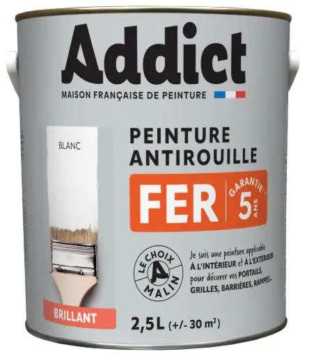 [3020207] PEINTURE FER BRILLANTE 2,5 L BLANC ADDICT