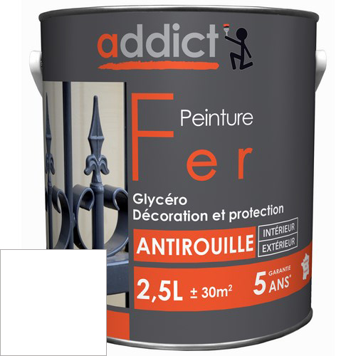 [3020207] PEINTURE FER BRILLANTE 2,5 L BLANC PUR ADDICT