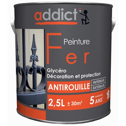 [3020210] PEINTURE FER BRILLANTE 2,5 L NOIR PROFOND ADDICT