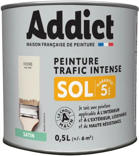 [3020216] PEINTURE SOL SATINEE 0,5 L IVOIRE ADDICT