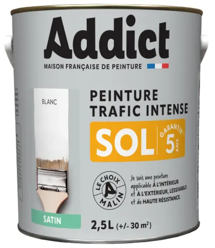[3020222] PEINTURE SOL SATINEE 2,5 L BLANC ADDICT