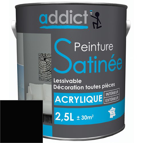 [3020154] ACRYLIQUE SATINEE 2,5 L NOIR ADDICT