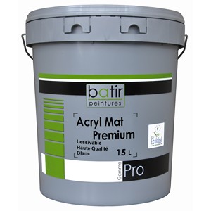 [3020712] ACRYL MAT PREMIUM 1000 BLANC 15L BATIR PRO