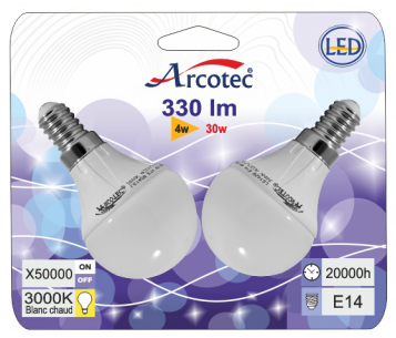 [2009892] AMP LED SPHERIQUE E14 4.9W 330 LM ANGLE 330° 830 BLIST 2