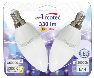 [2009896] AMP LED FLAMME E14 4W 330 LM ANGLE 270° 830 BTE 2